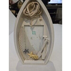 SONOMA GOODS FOR LIFE 3.5"x5" Boat Photo Frame Cream Home Decor Shoreline Frames